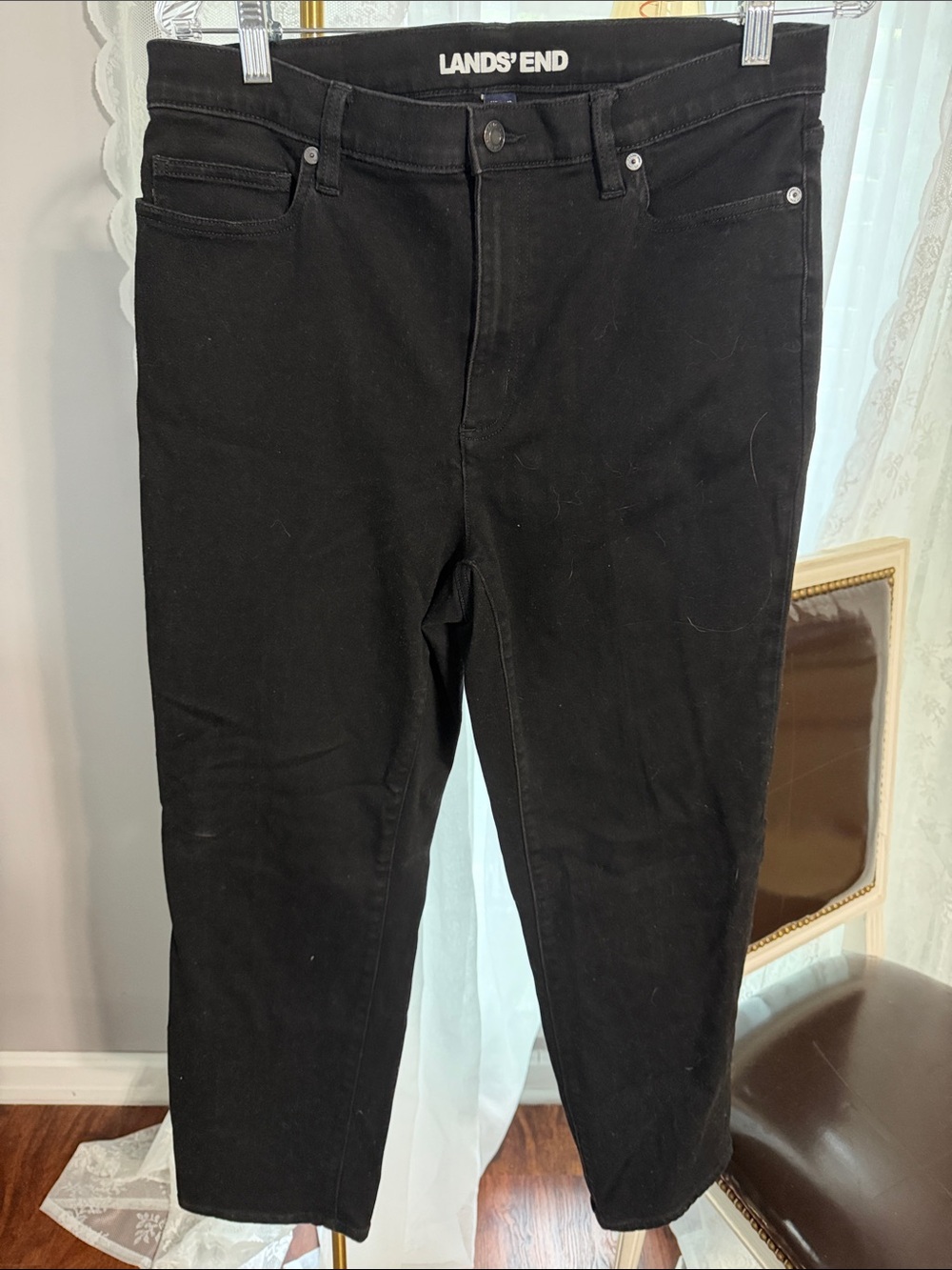 Lands' End Black High-Rise Slim Jeans